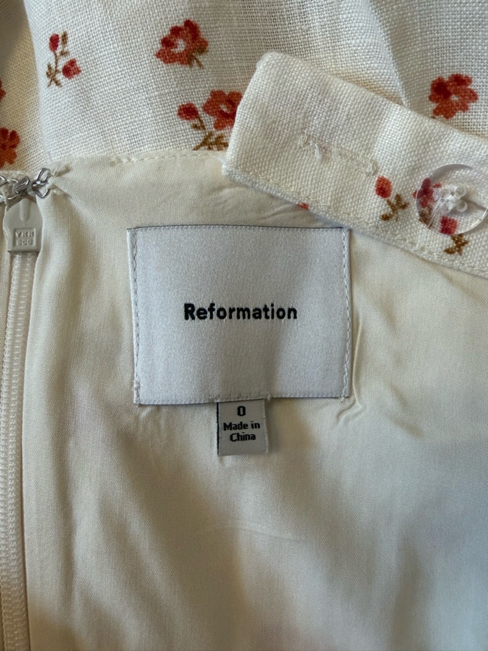 NEW Reformation Birdie Linen Sleeveless Midi Dress Lovie Cream Floral US 0 UK 4 - Picture 16 of 16